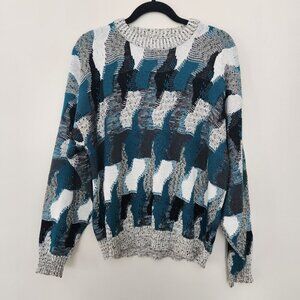 Vintage 90s Protege Collection Mens XL 3D Knit Coogi Style Pullover Sweater Teal